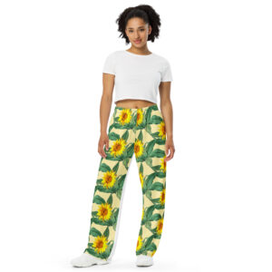 Bloom All-over print unisex wide-leg pants